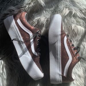 Sparkly rose gold vans